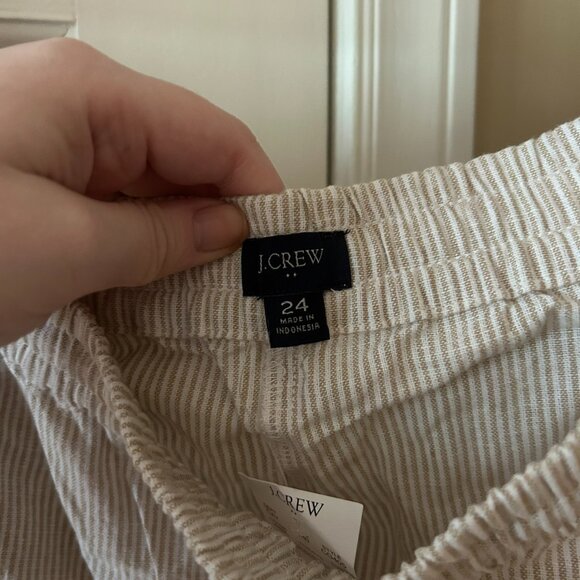 NWT J. Crew Drawstring White British Khaki Striped Linen Pants 24 - Picture 11 of 15